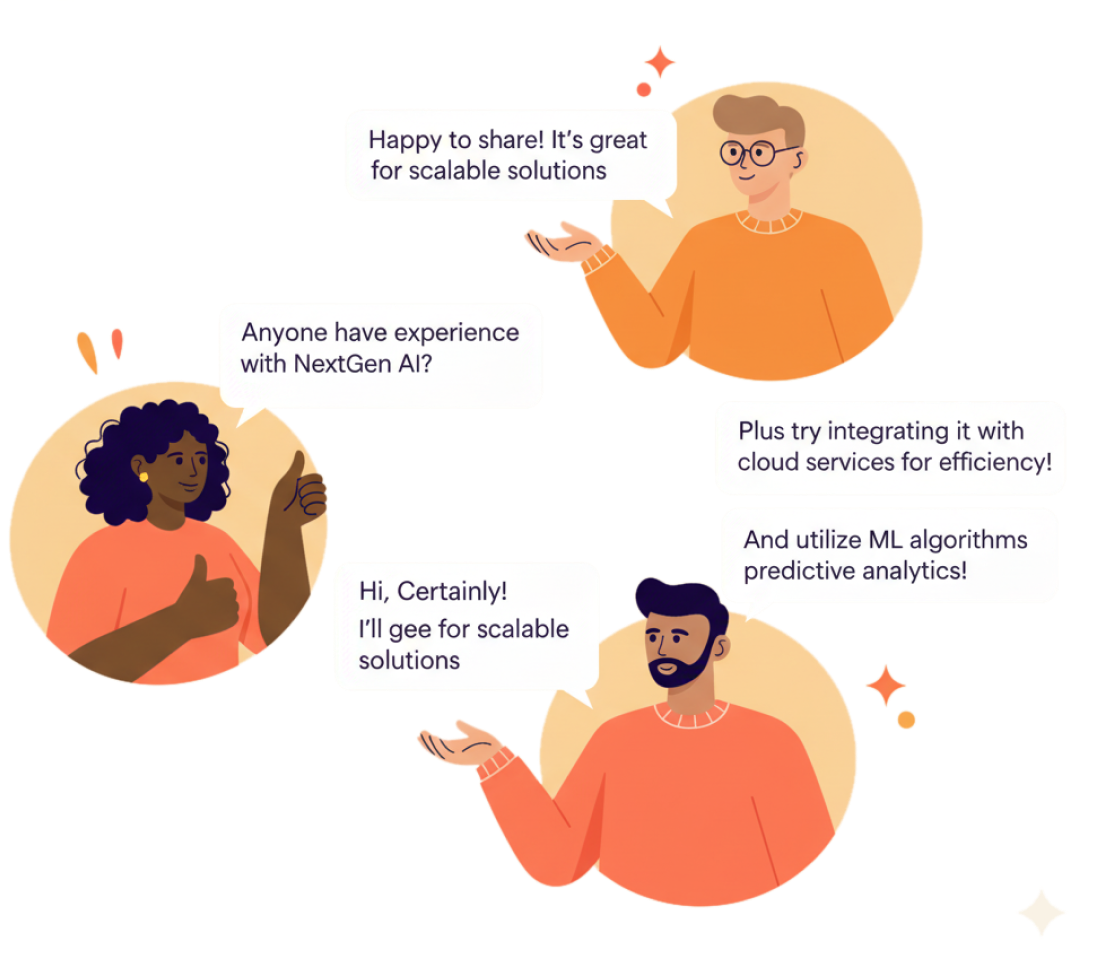 Community members connecting and sharing knowledge